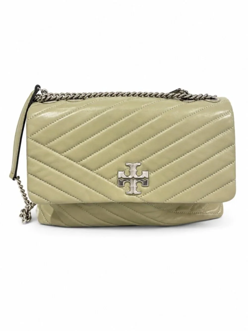 Tory Burch Kira Chevron Small Convertible Shoulder Bag in Pine Frost